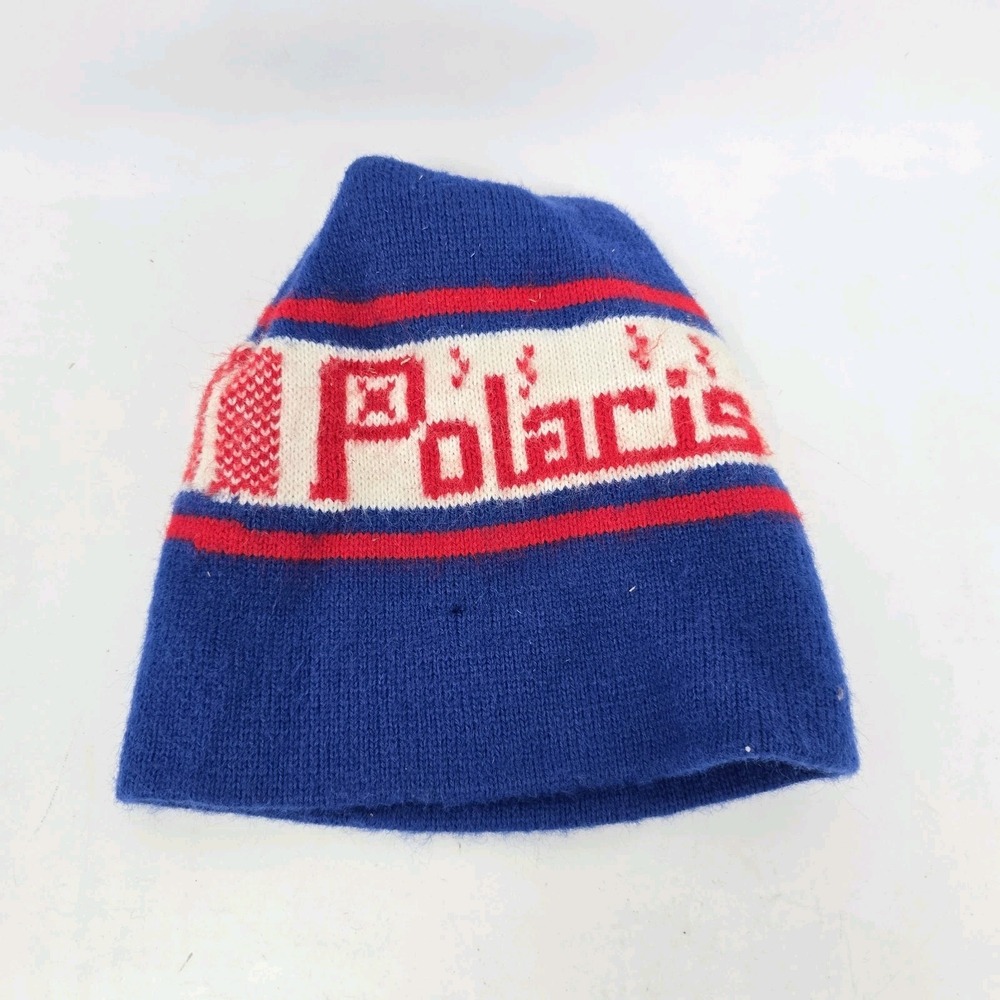 Vintage Polaris Knit Ski Winter Hat One Size Adult 70s Blue Beanie